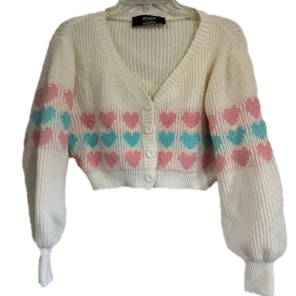 HEART Cropped Cardigan Size S - Picture 1 of 7